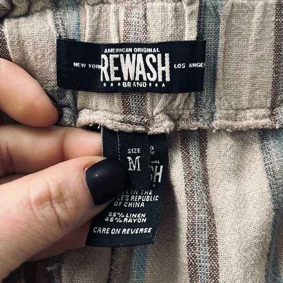 Rewash Linen Blend Paperbag Waist Cropped Pants Medium Boho - Picture 3 of 7